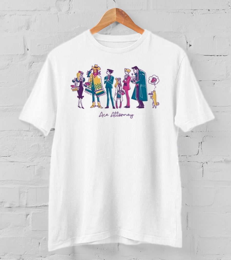Ace Attorney Characters In Colorful Lawful Lunch Break Scene T-Shirt