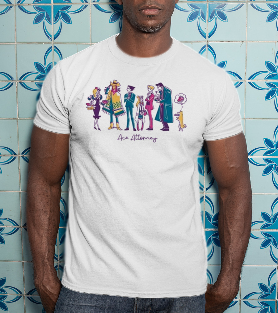 Ace Attorney Characters In Colorful Lawful Lunch Break Scene T-Shirt