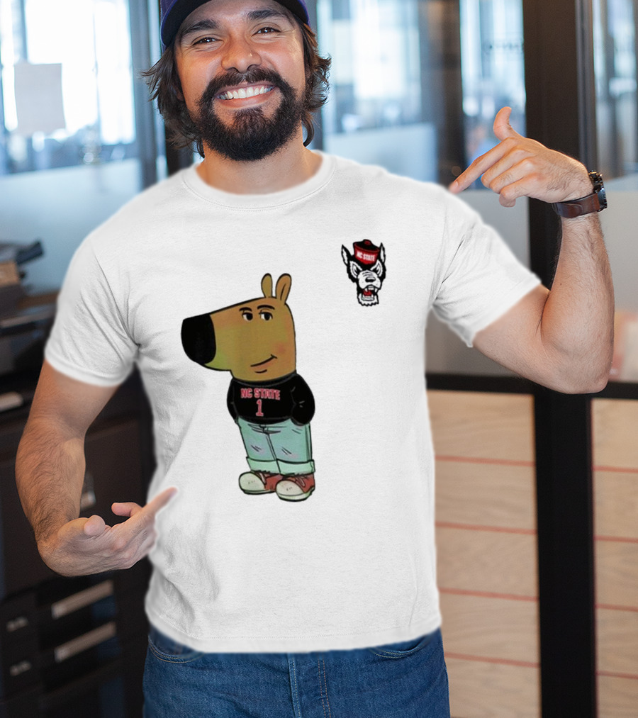 NC State Wolfpack Chill Guy Bear In Jersey And Jeans T-Shirt