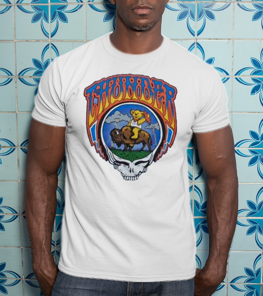Oklahoma City Thunder Grateful Dead Bear On Buffalo With Skull T-Shirt