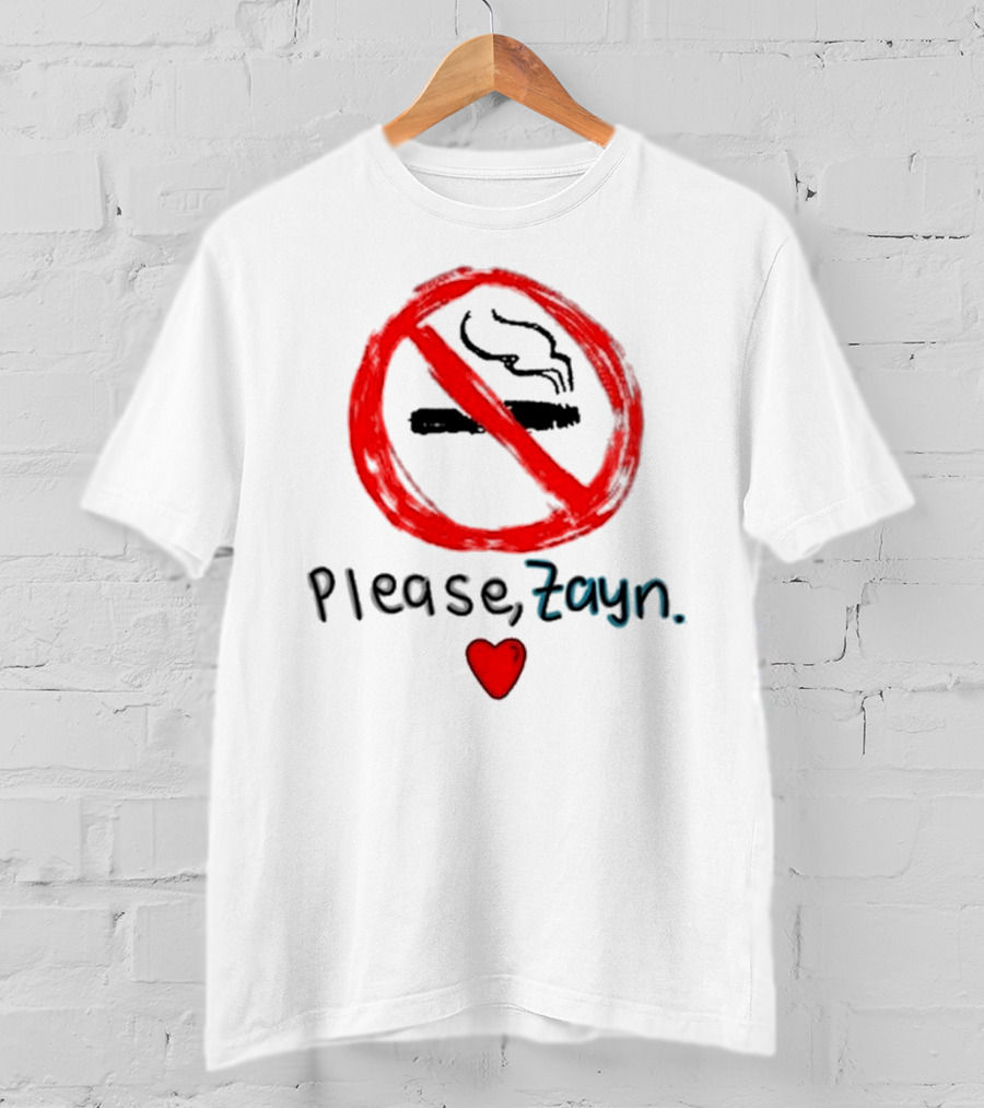 Please Zayn Stop Smoking Heart Icon Red No Smoking T-Shirt