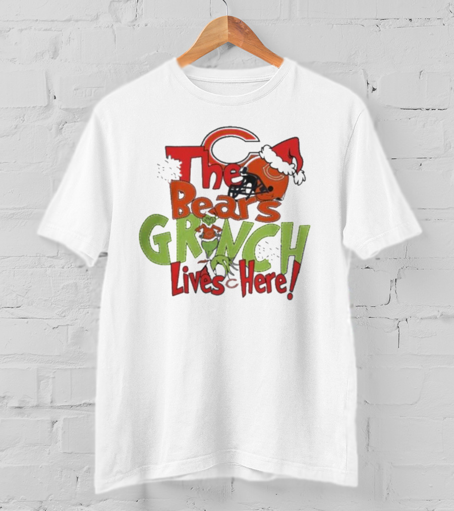 The Bears Grinch Chicago Lives Here Christmas T-Shirt