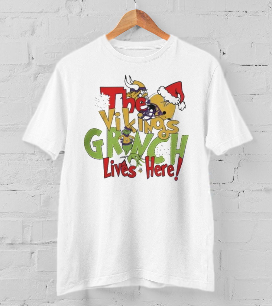 The Minnesota Vikings Grinch Lives Here Holiday T-Shirt