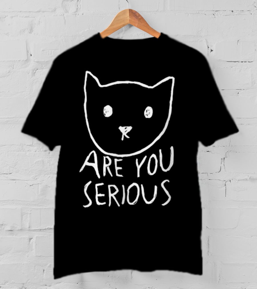 Are You Serious Cat Minimalist Sketch By Fox Shiver T-Shirt