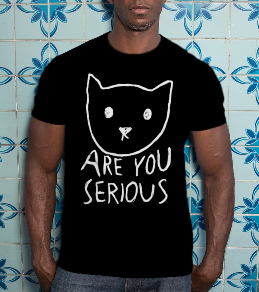 Are You Serious Cat Minimalist Sketch By Fox Shiver T-Shirt