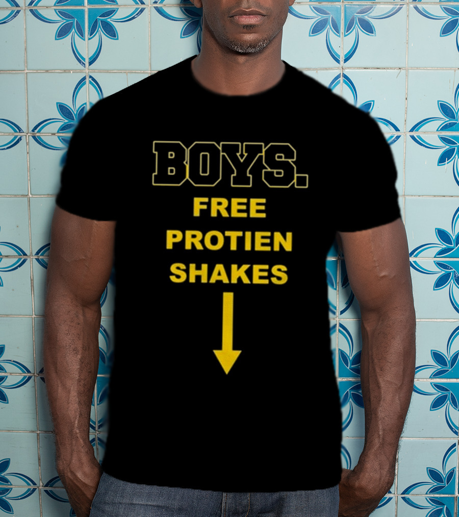 Boys Free Protein Shakes Downward Arrow T-Shirt