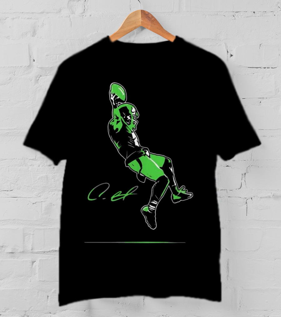 Coby Bryant Legendary Green Football Celebration Signature T-Shirt