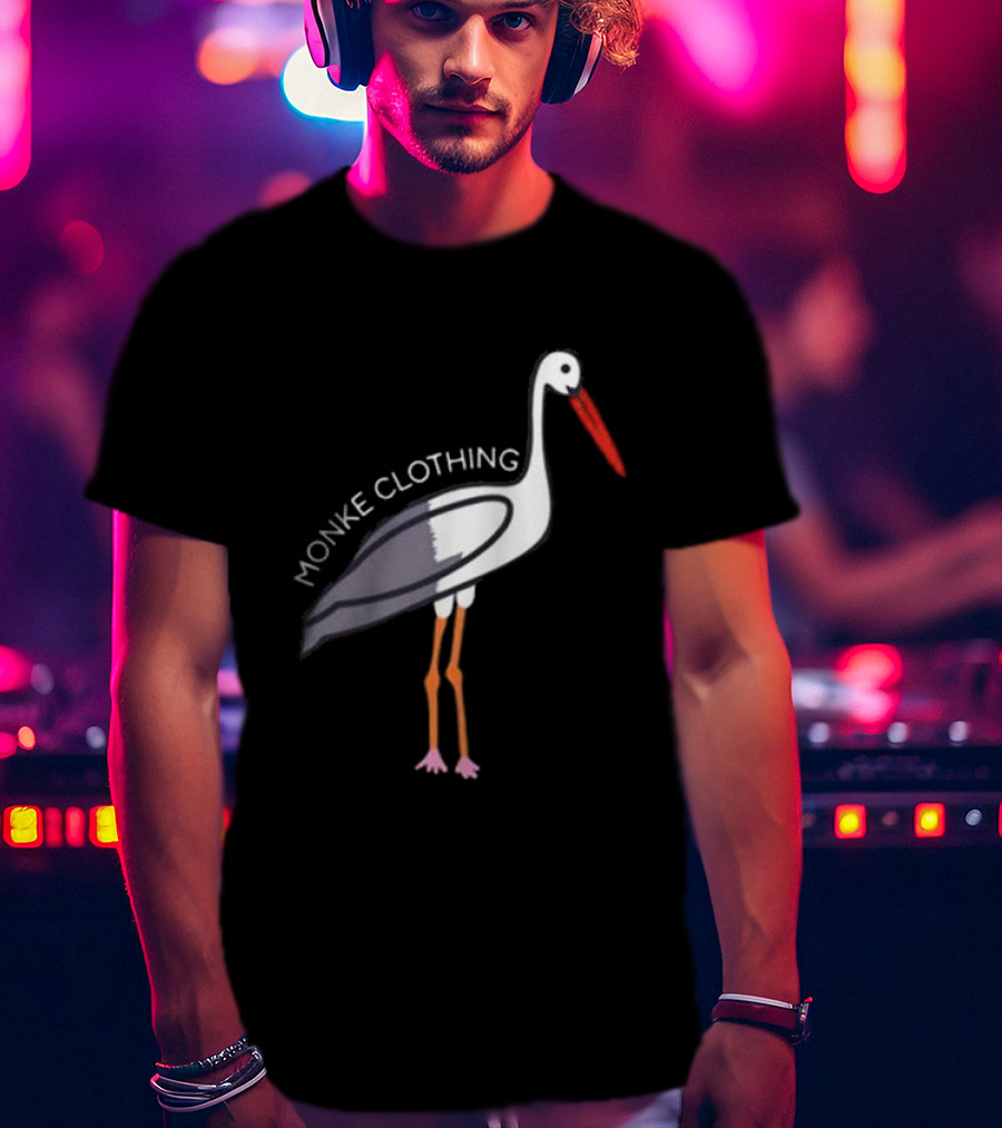 Monke Clothing Stork Woven Design With Stork T-Shirt