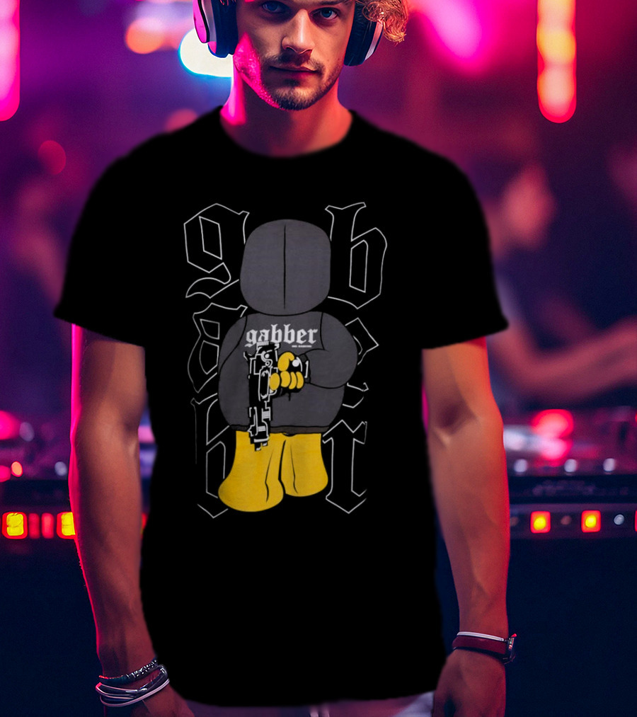 Paul Elstak Gabber Wanna Play Iconic Gabber Character With Toy Gun T-Shirt