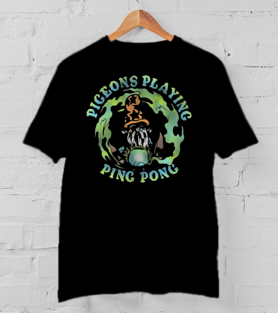 Pigeons Playing Ping Pong Wizard Psychedelic T-Shirt