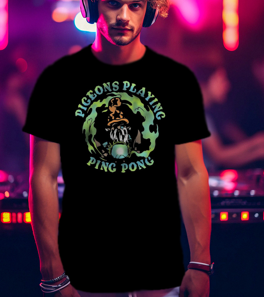 Pigeons Playing Ping Pong Wizard Psychedelic T-Shirt