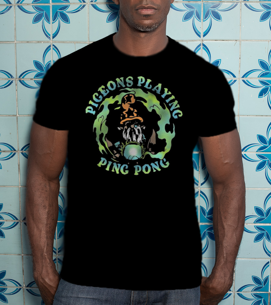 Pigeons Playing Ping Pong Wizard Psychedelic T-Shirt