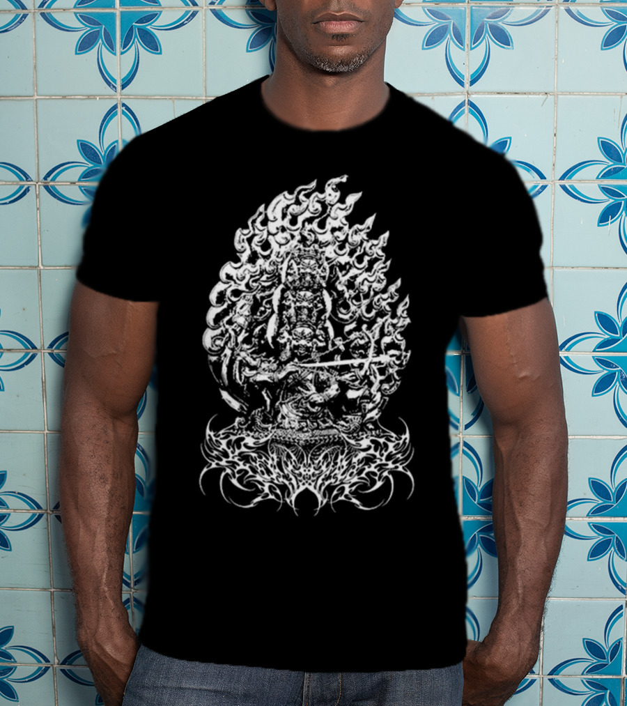 Rahula Polyphia Buddhist Deity Intricate Flame T-Shirt