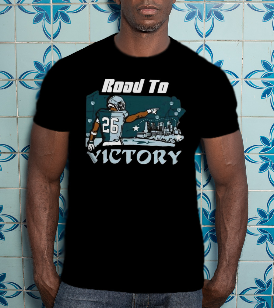 Saquon Barkley Road To Victory Pennsylvania Skyline Football Journey T-Shirt