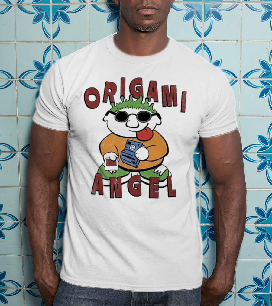 Origami Angel Cartoon Character With Camera And Sunglasses T-Shirt