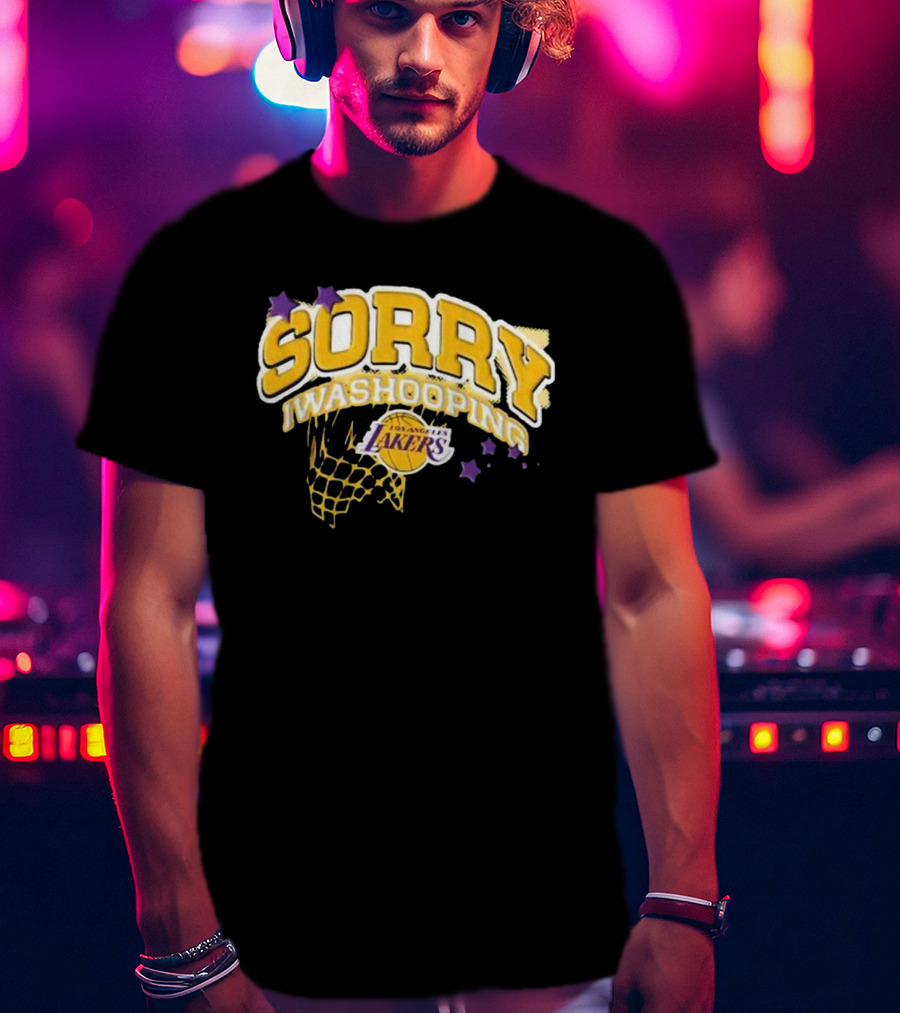 Los Angeles Lakers Sorry I Was Hooping Basketball Net And Stars T-Shirt