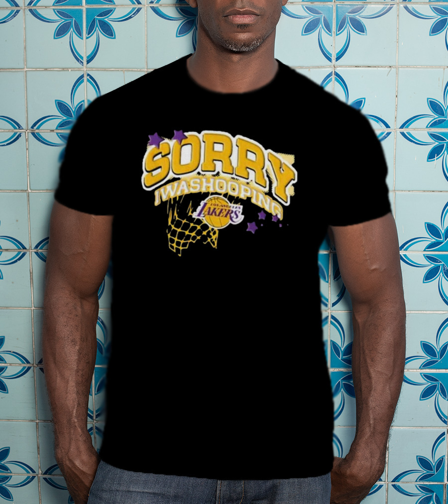 Los Angeles Lakers Sorry I Was Hooping Basketball Net And Stars T-Shirt