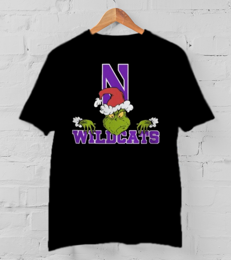 NCAA Northwestern Wildcats Grinch Christmas Football T-Shirt