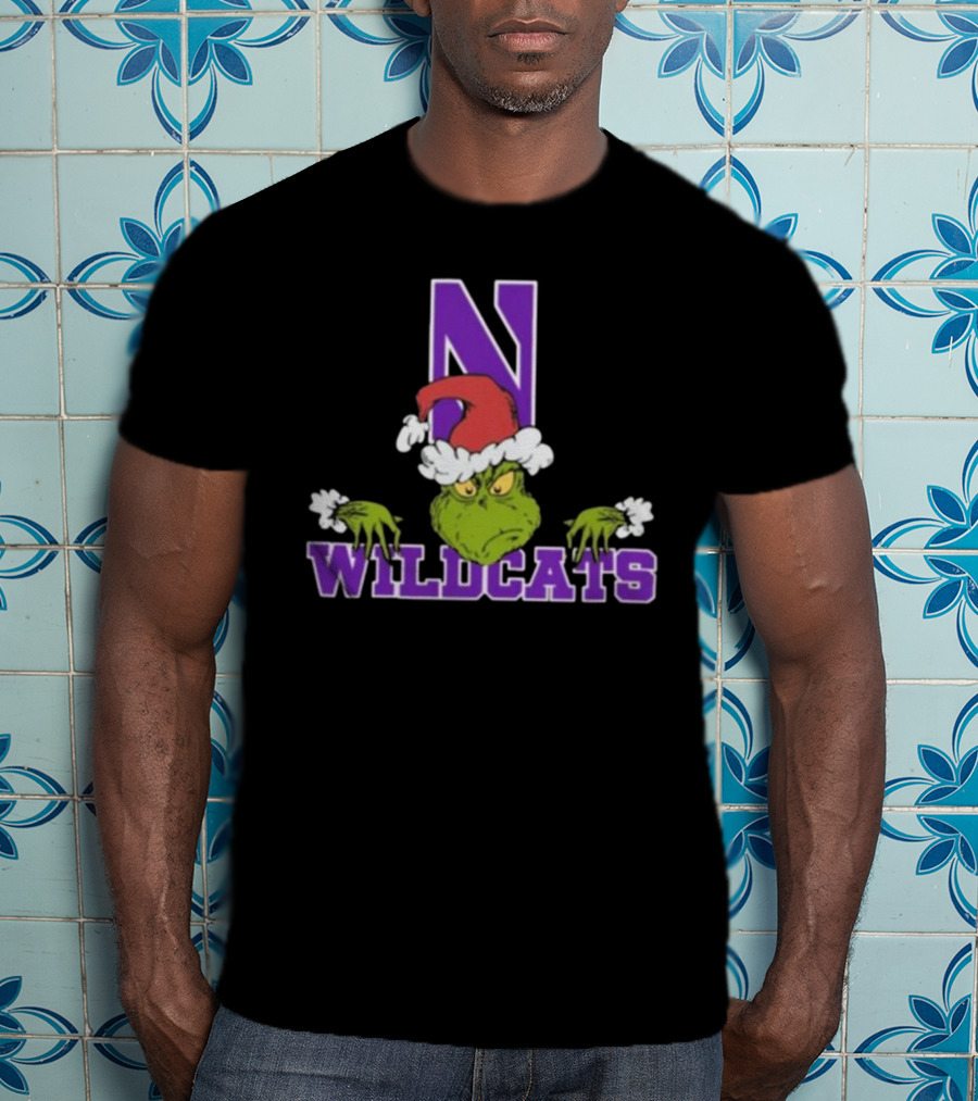 NCAA Northwestern Wildcats Grinch Christmas Football T-Shirt