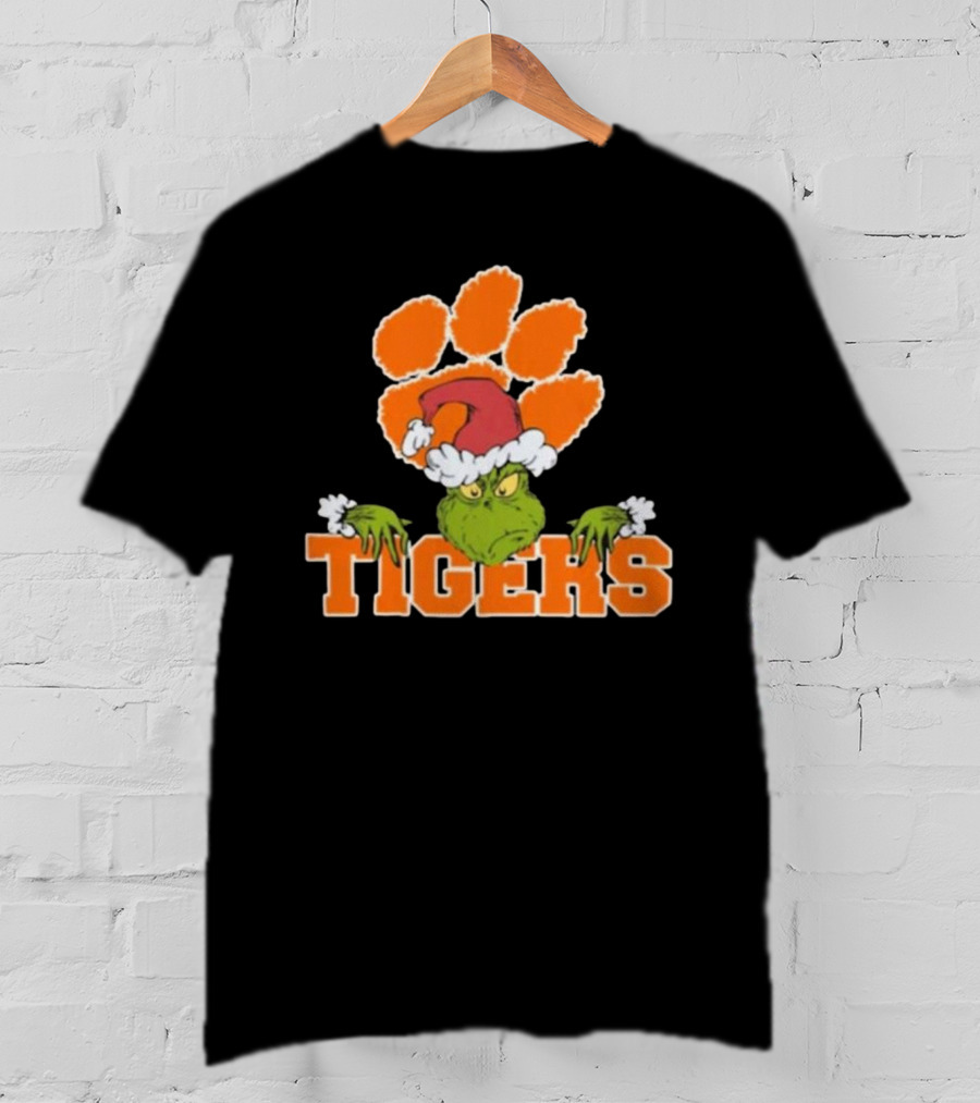 NCAA Clemson Tigers Grinch Christmas Football T-Shirt
