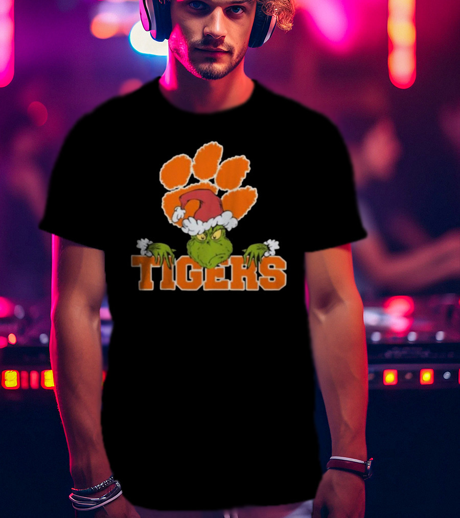 NCAA Clemson Tigers Grinch Christmas Football T-Shirt