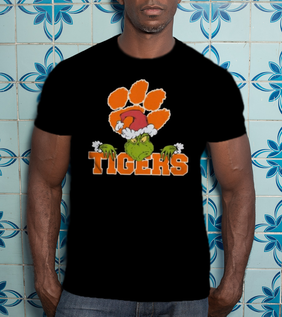 NCAA Clemson Tigers Grinch Christmas Football T-Shirt