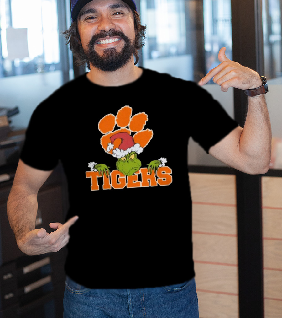 NCAA Clemson Tigers Grinch Christmas Football T-Shirt