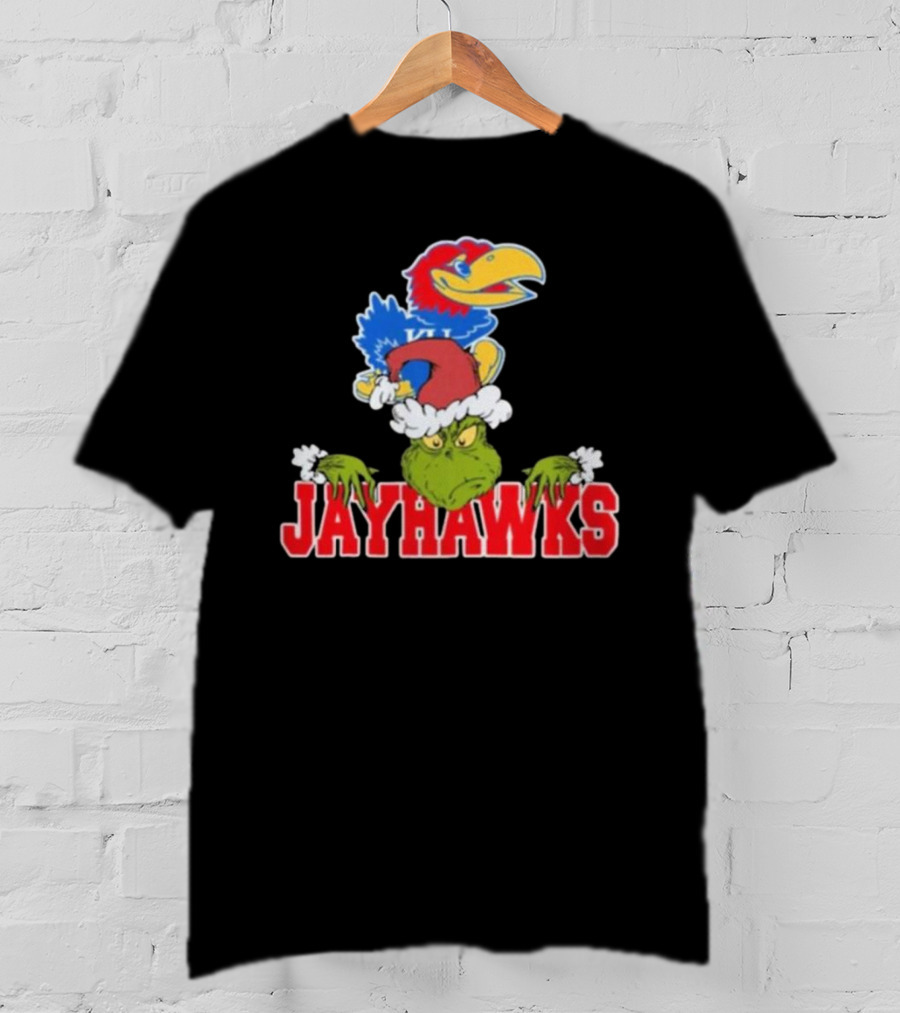 Kansas Jayhawks Grinch Christmas NCAA Football T-Shirt