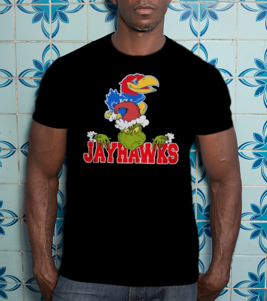 Kansas Jayhawks Grinch Christmas NCAA Football T-Shirt