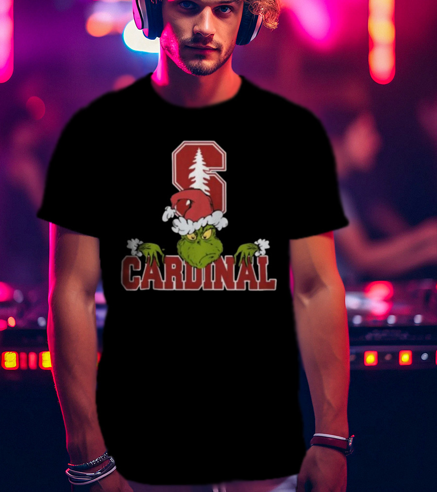 NCAA Stanford Cardinal Grinch Christmas Football T-Shirt