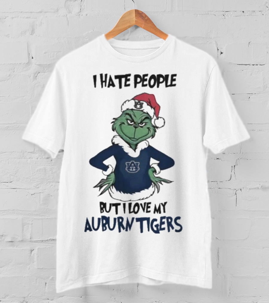 I Hate People But I Love My Auburn Tigers Grinch Christmas T-Shirt