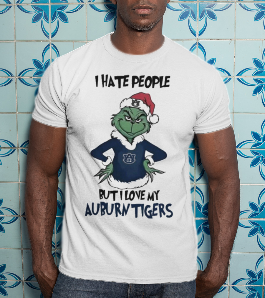 I Hate People But I Love My Auburn Tigers Grinch Christmas T-Shirt