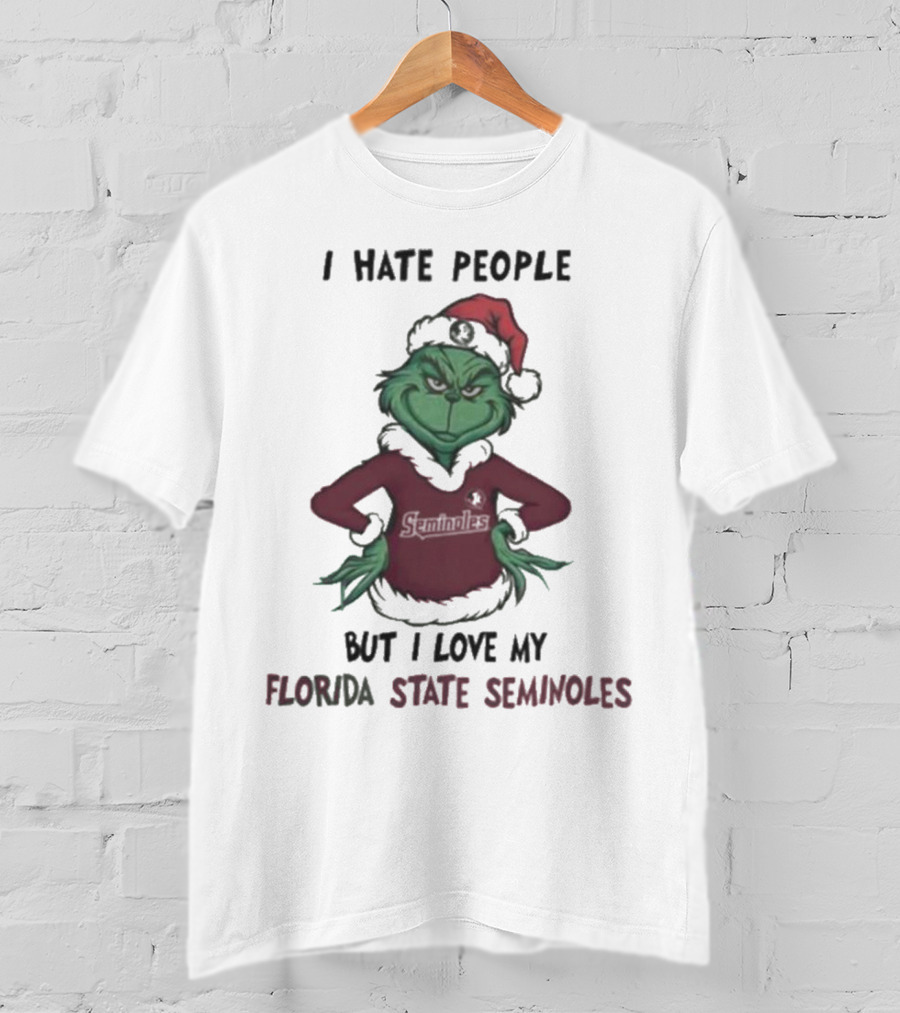 I Hate People But I Love My Florida State Seminoles Grinch Christmas T-Shirt