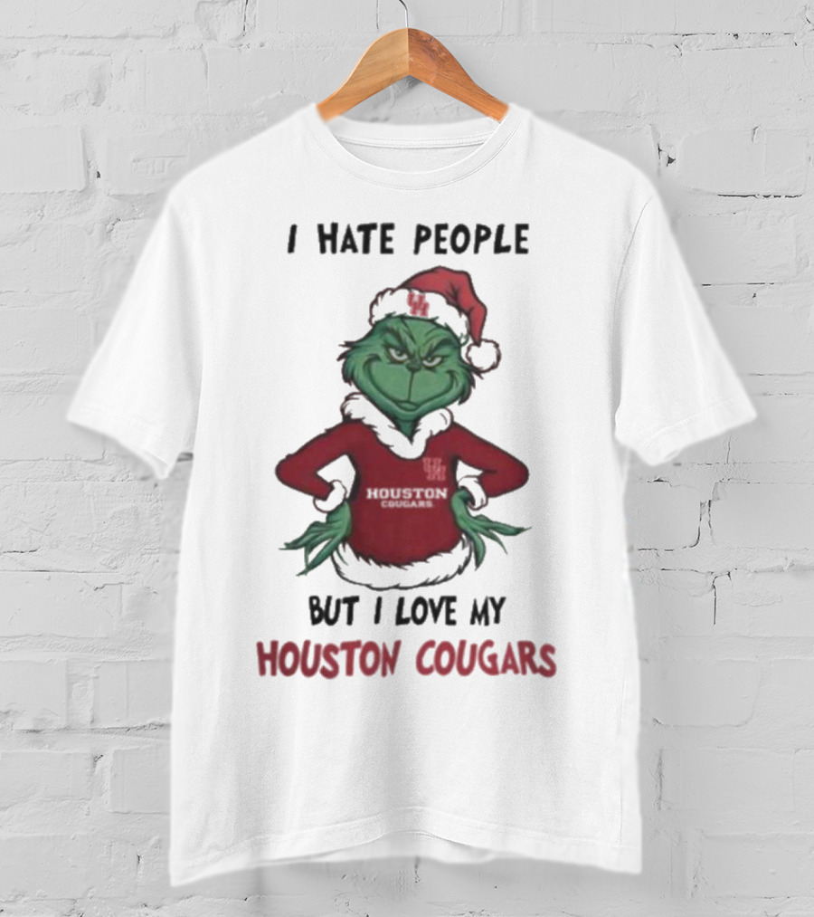 Grinch I Hate People But I Love My Houston Cougars Merry Christmas T-Shirt