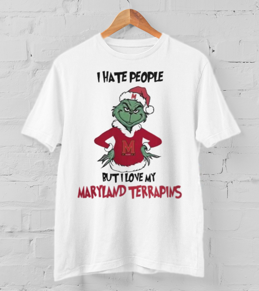 I Hate People But I Love My Maryland Terrapins Grinch Christmas T-Shirt