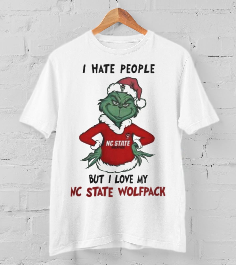 I Hate People But I Love My NC State Wolfpack Grinch Christmas T-Shirt