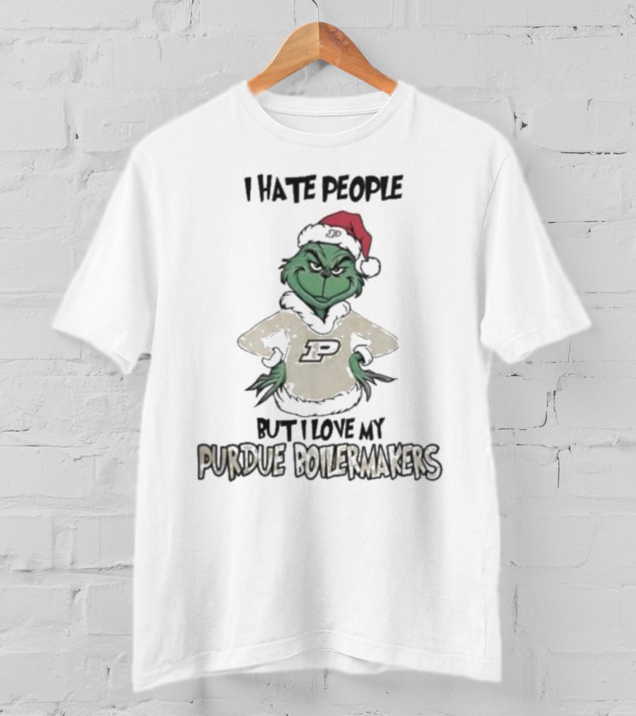 I Hate People But I Love My Purdue Boilermakers Grinch Christmas T-Shirt
