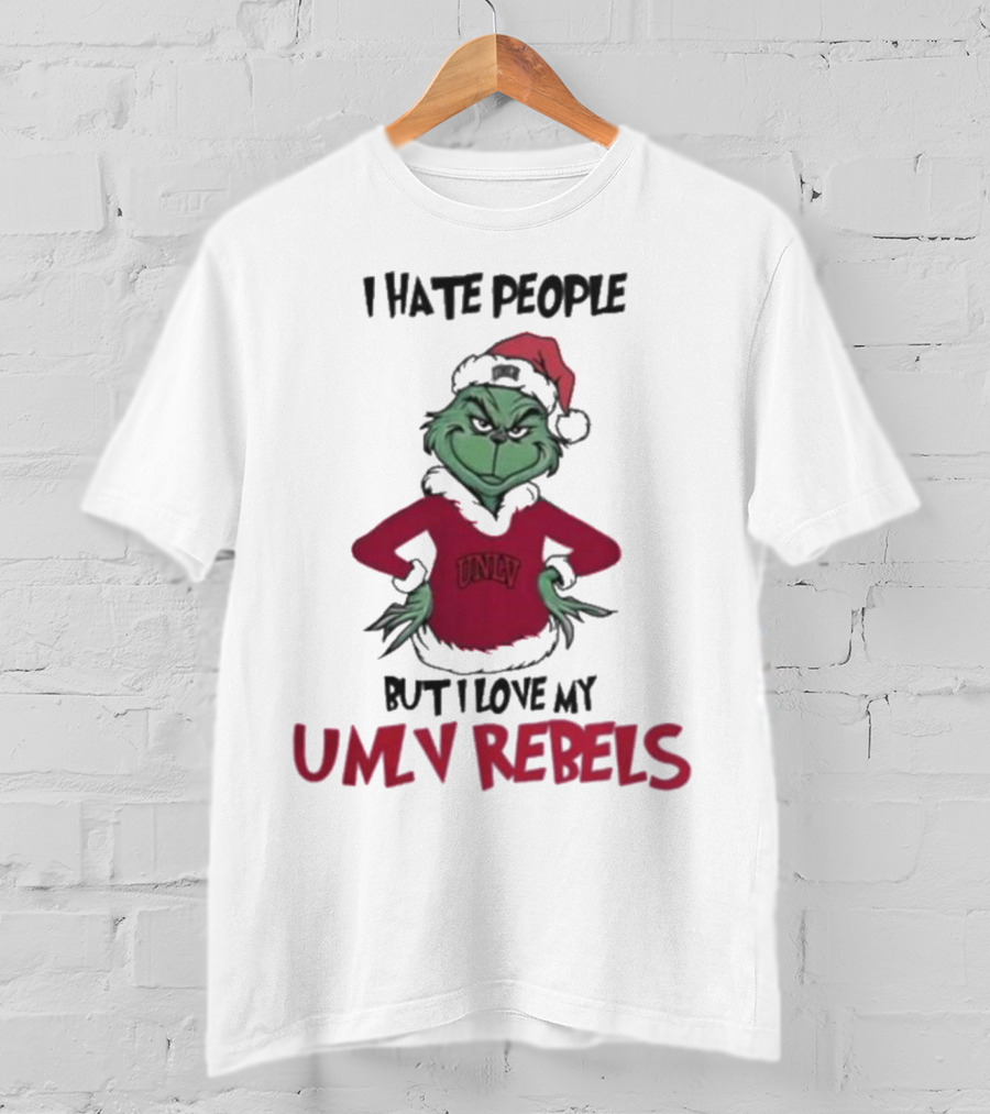 I Hate People But I Love My UNLV Rebels Grinch Christmas Fan T-Shirt