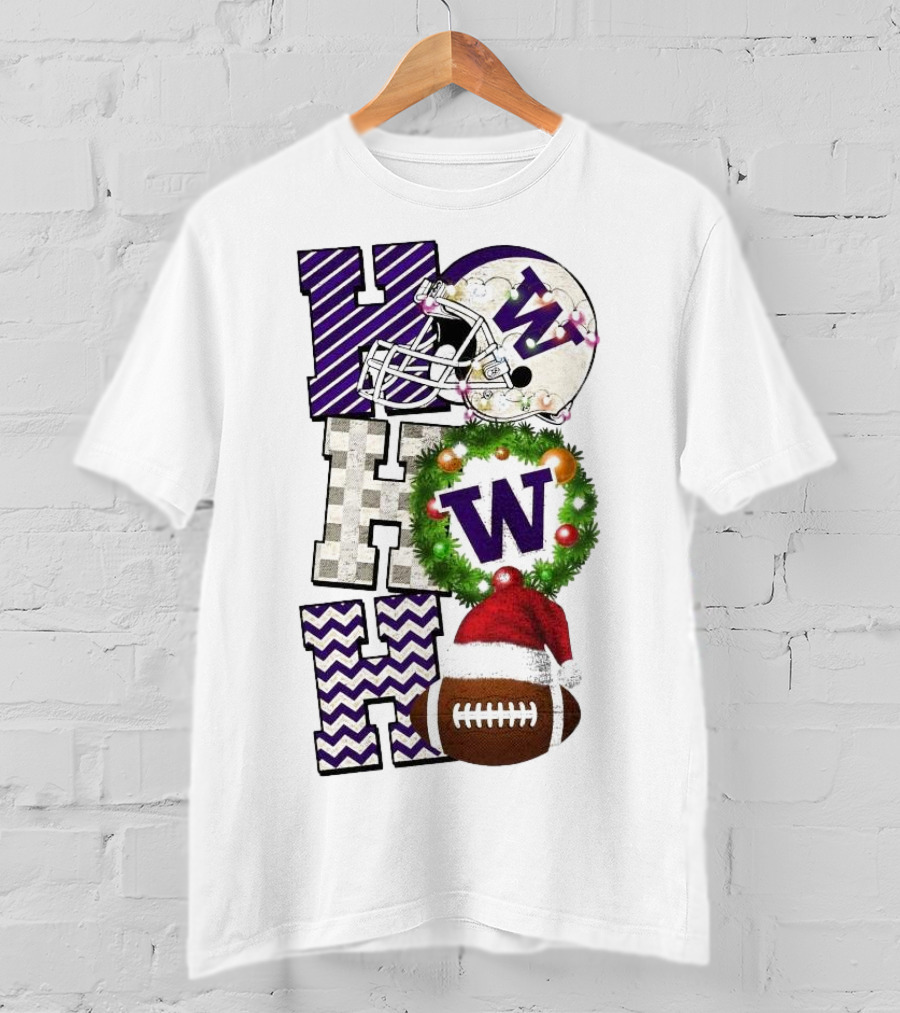 Washington Huskies Football Ho Ho Ho Christmas Game Day T-Shirt