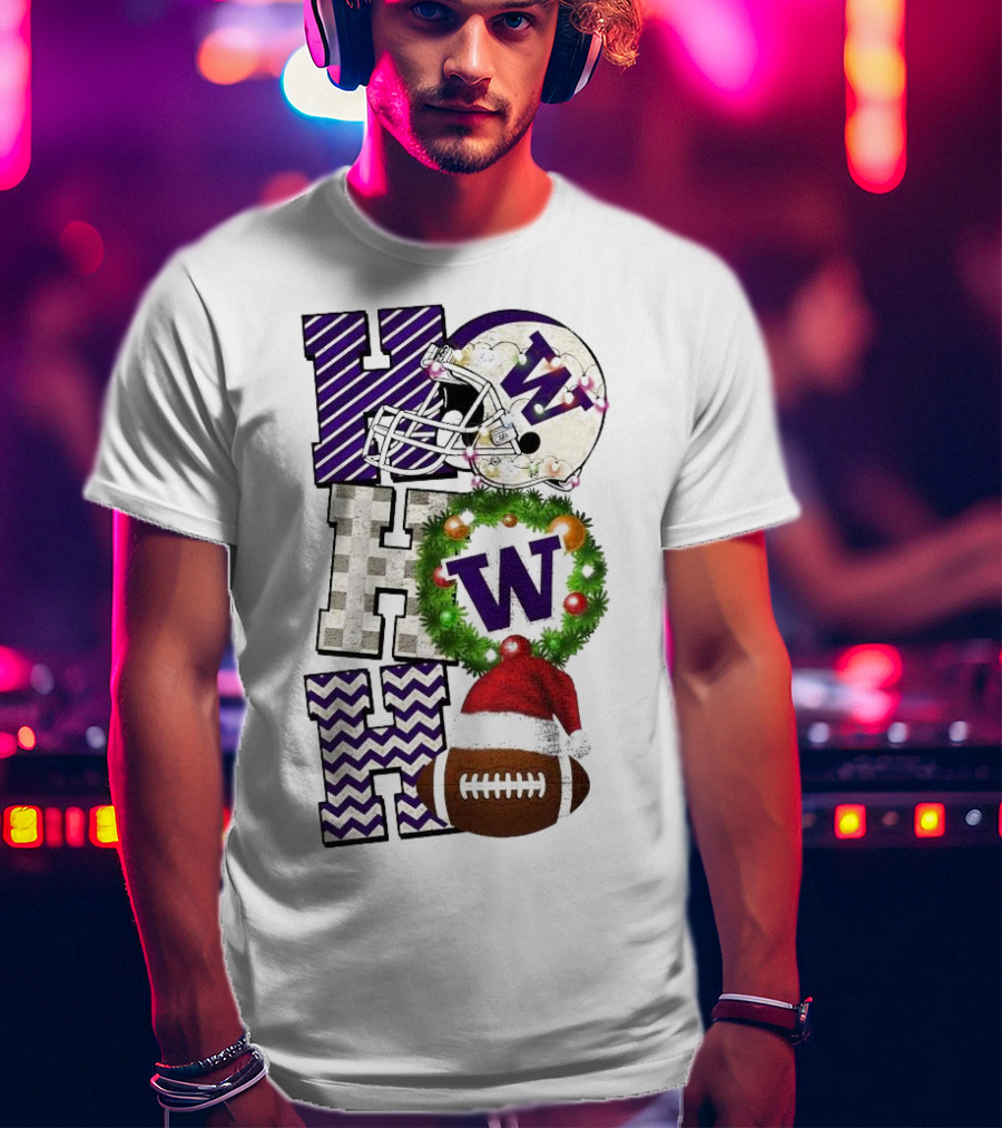 Washington Huskies Football Ho Ho Ho Christmas Game Day T-Shirt