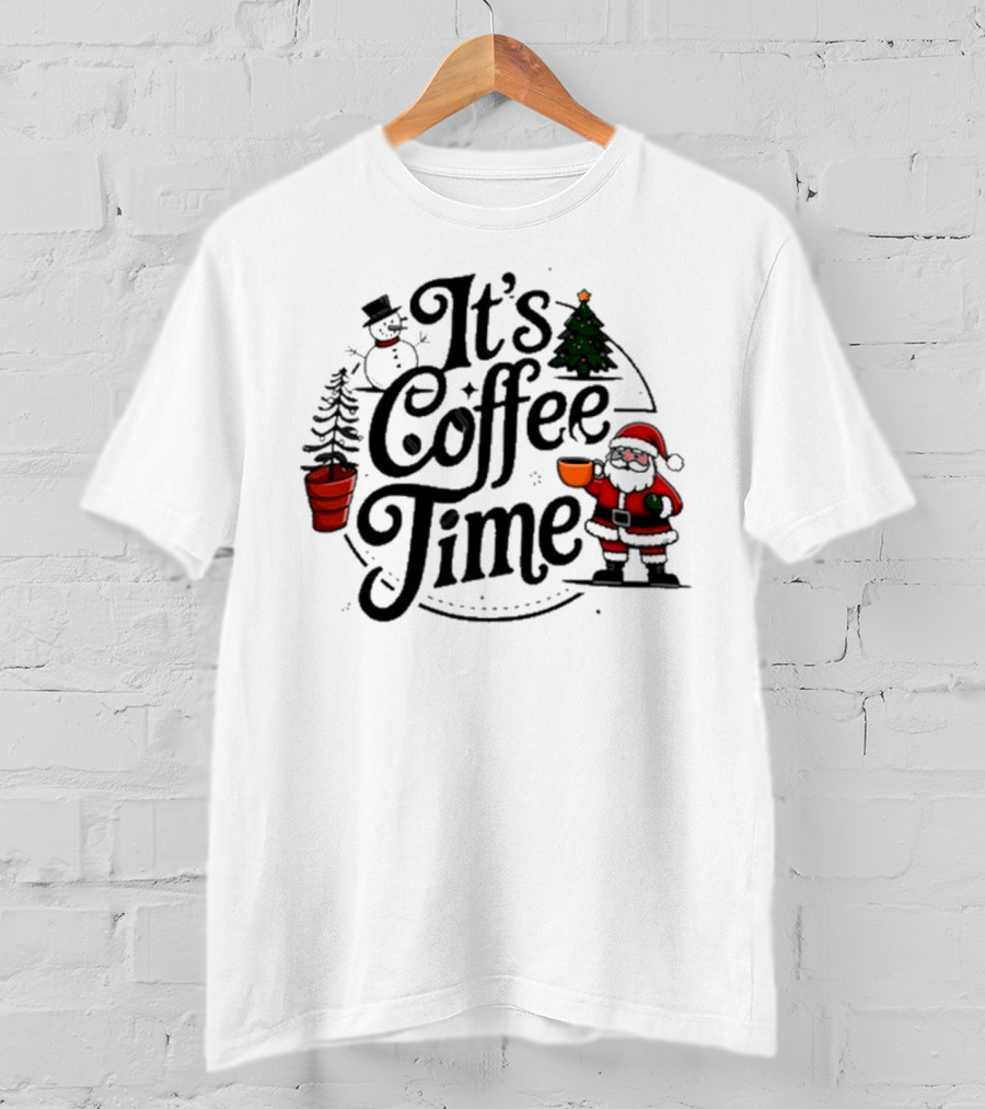 Abby Berner It’s Coffee Time Santa Snowman Christmas Holiday T-Shirt