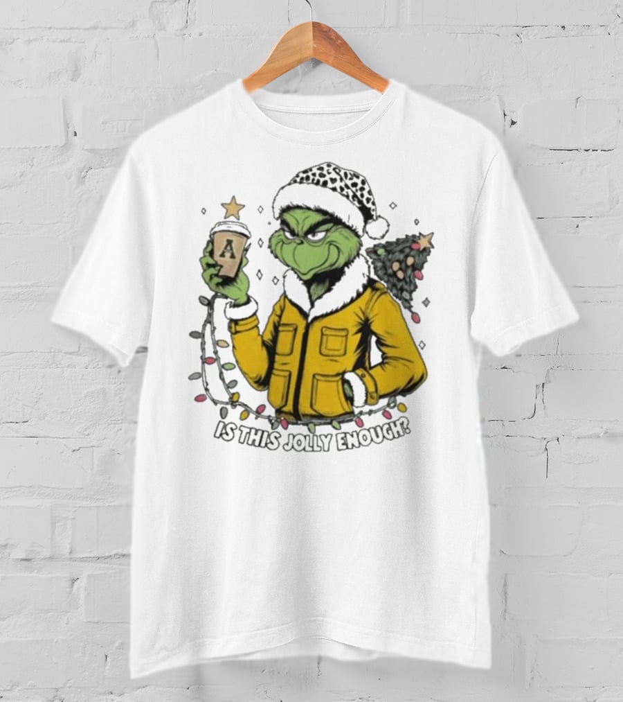 Appalachian State Mountaineers Santa Grinch Jolly Enough Merry Christmas T-Shirt