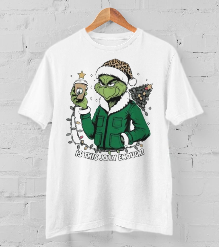 Boston Celtics X Santa Grinch Is This Jolly Enough Merry Christmas Coffee Lights Tree T-Shirt