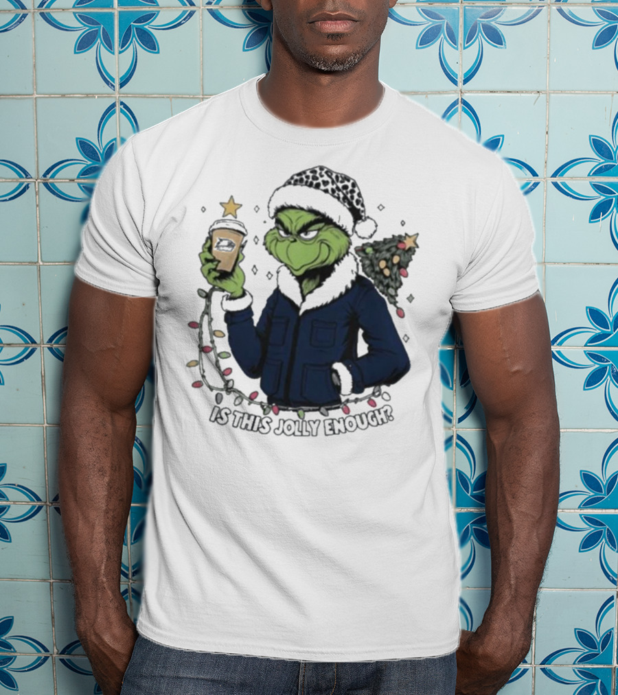 Georgia Southern Eagles X Santa Grinch Holding Holiday Coffee Cup Is This Jolly Enough Merry Christmas T-Shirt