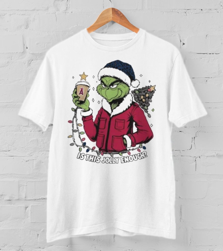 Merry Christmas Los Angeles Angels Santa Grinch Is This Jolly Enough T-Shirt