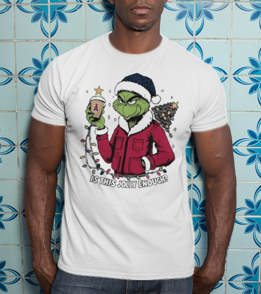 Merry Christmas Los Angeles Angels Santa Grinch Is This Jolly Enough T-Shirt
