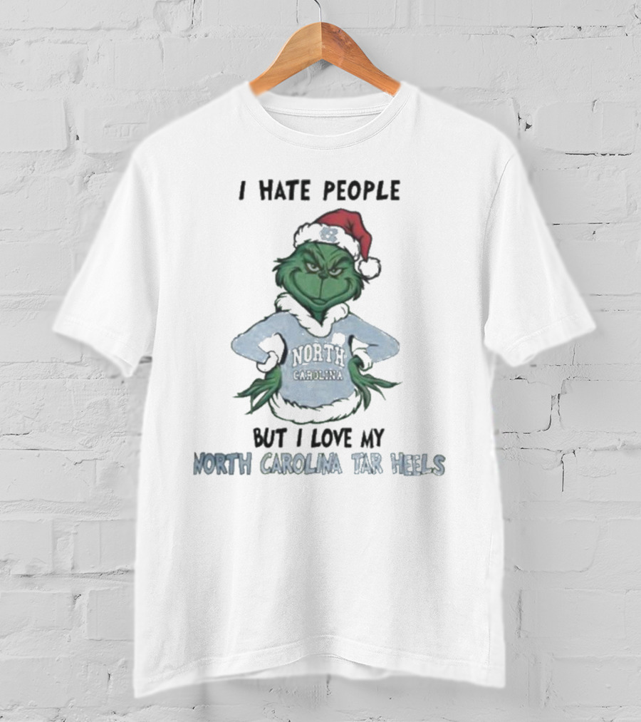 I Hate People Grinch Loves North Carolina Tar Heels Merry Christmas T-Shirt