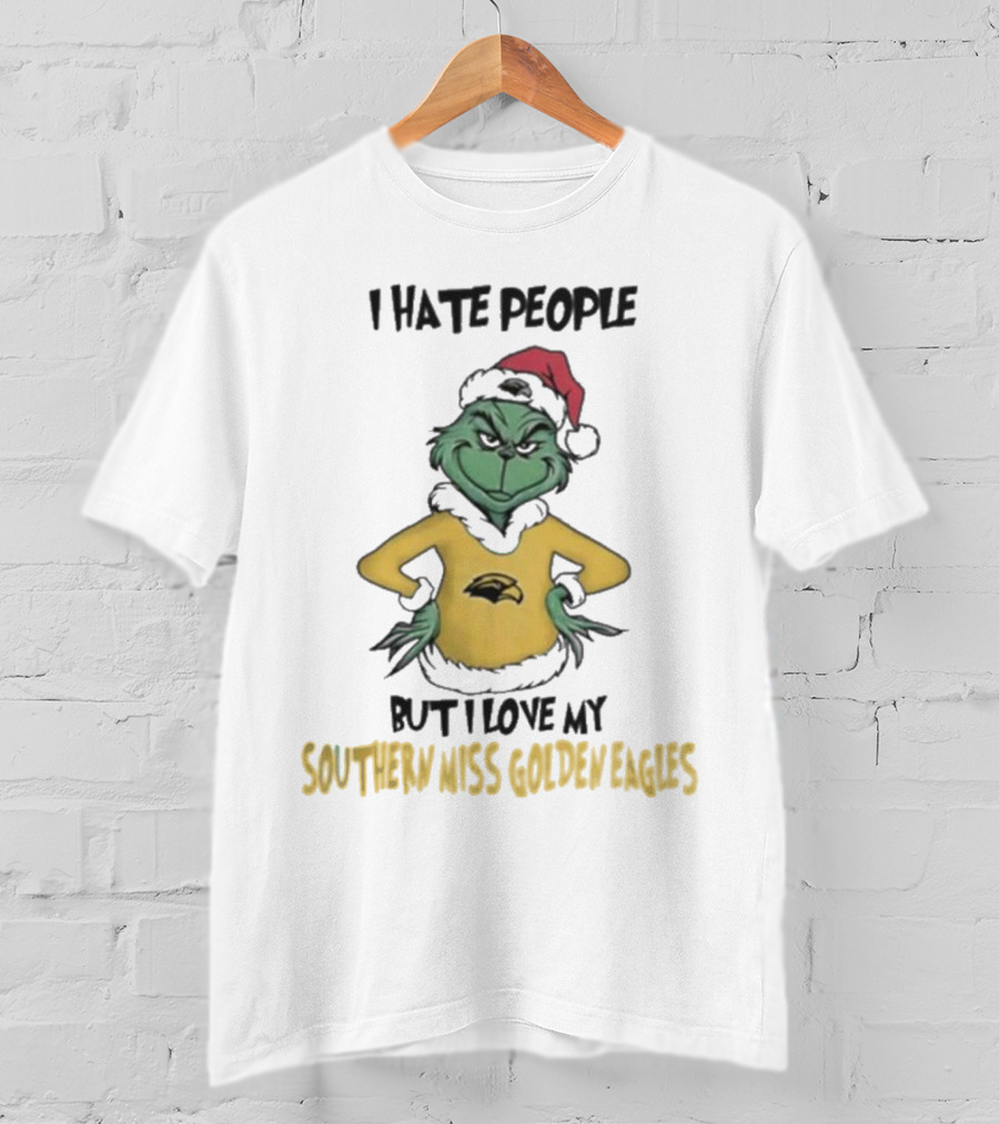 I Hate People But I Love My Southern Miss Golden Eagles Grinch Christmas T-Shirt