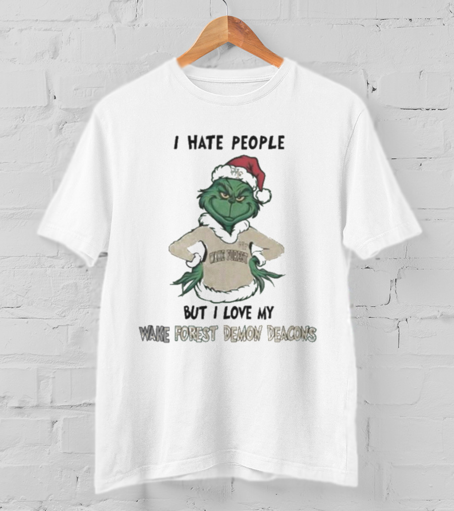 I Hate People But I Love My Wake Forest Demon Deacons Grinch Christmas T-Shirt