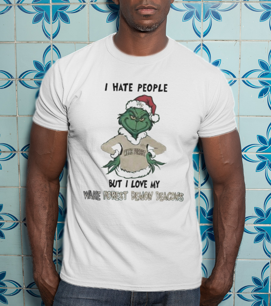 I Hate People But I Love My Wake Forest Demon Deacons Grinch Christmas T-Shirt